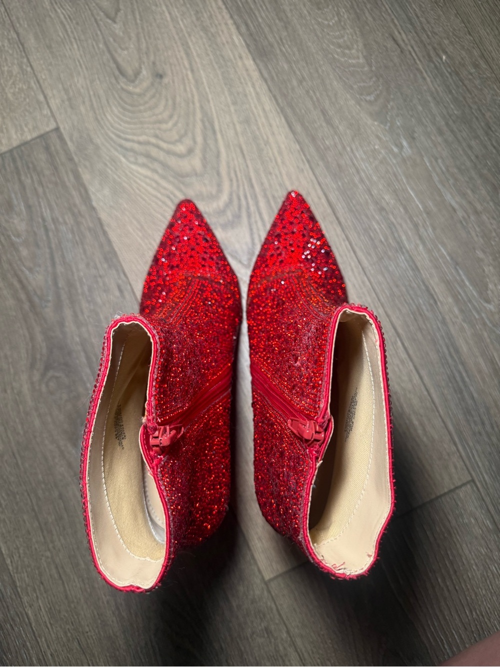 Cady Red Rhinestone Ankle Booties - Picture 6 of 10